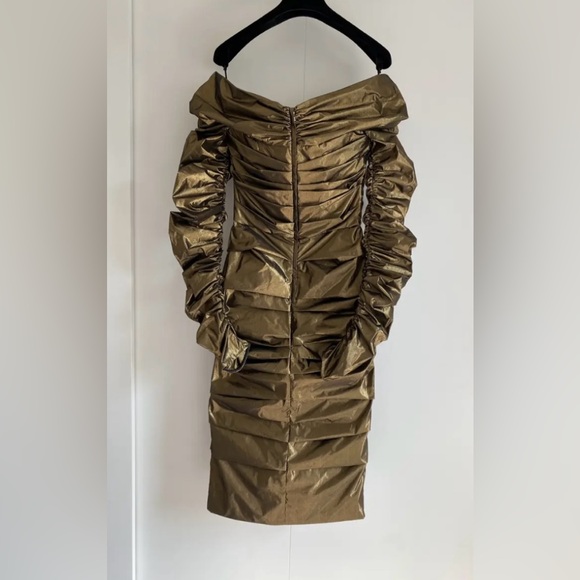 Dolce & Gabbana Draped Midi Dress Gold Size 40 BNWT - Picture 9 of 13